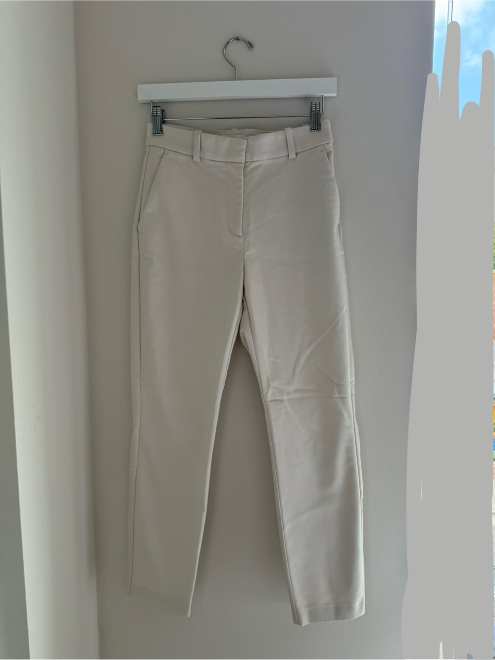 H&M Cream Tailored Slim Trousers
